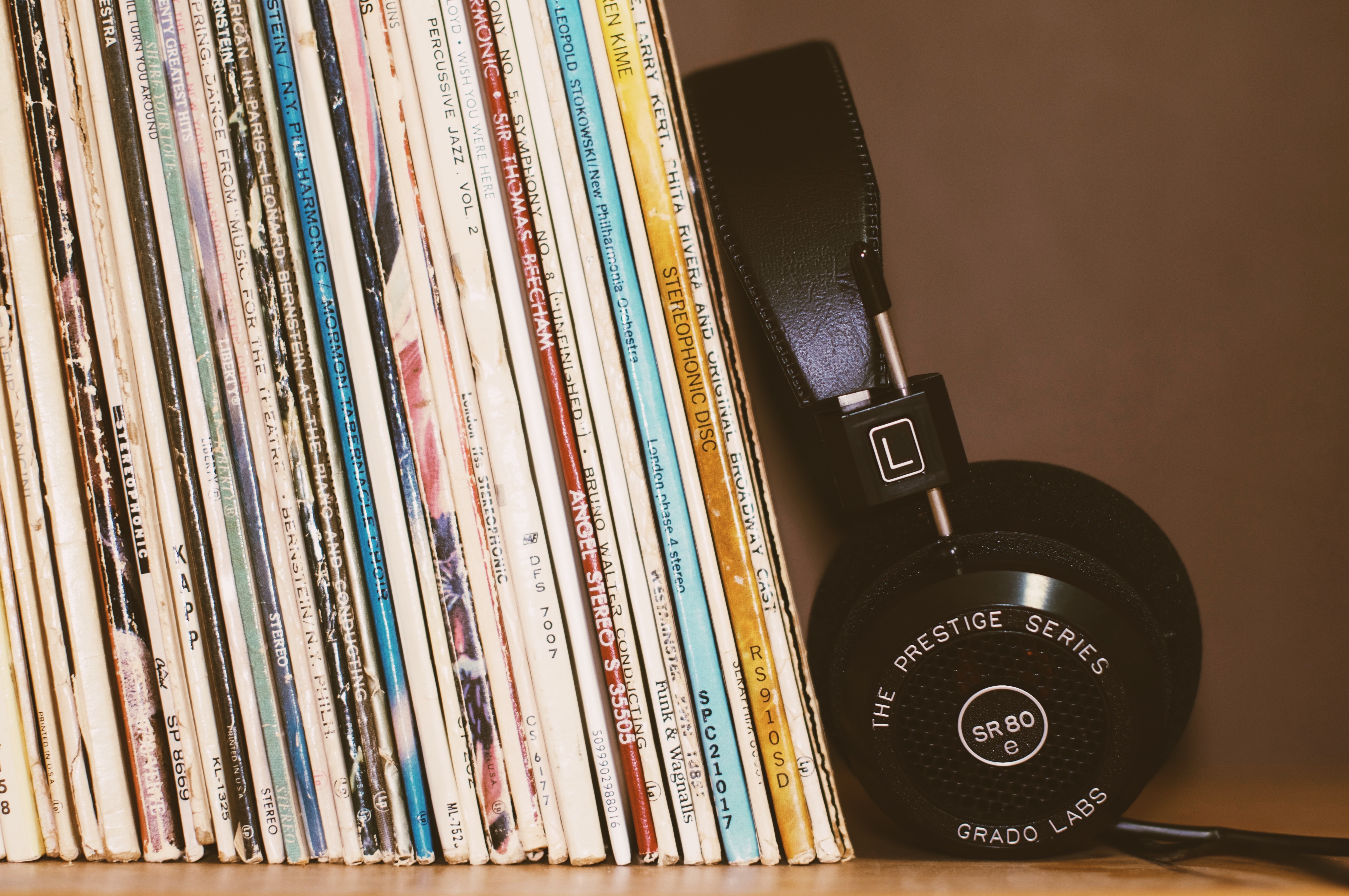 Vinyl Albums and Headphones